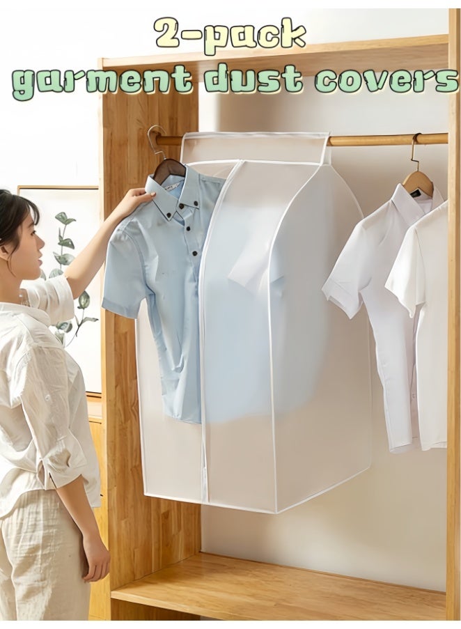 حقيبة تخزين ملابس معلقة بسحاب، قطعتان، مناسبة للمعاطف والسترات والبدلات وأغطية الساري، مقاومة للرطوبة وطاردة للحشرات، منظم ملابس ذو سعة كبيرة (60*50*90 سم) - Image 1